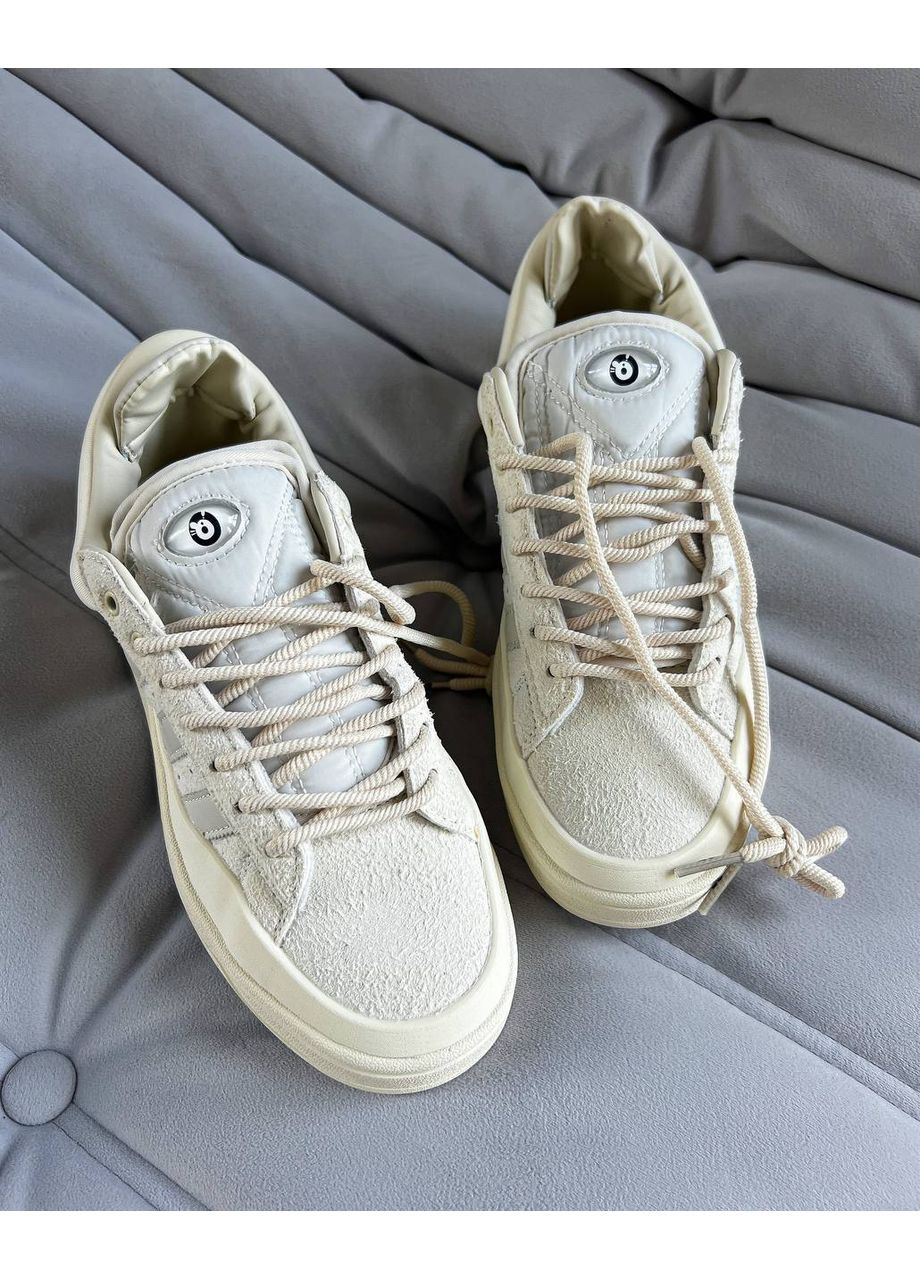 Бежеві Осінні кросівки чоловічі і жіночі adidas campus x bad bunny beige | адідас кампус бед банні бежеві No Brand