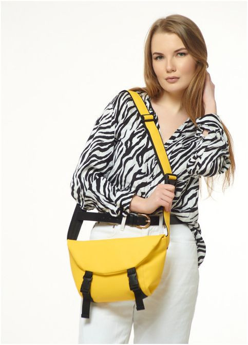 Спортивная сумка женская на пояс через плечо из экокожи средняя Желтый 35471 Sambag (352165871)