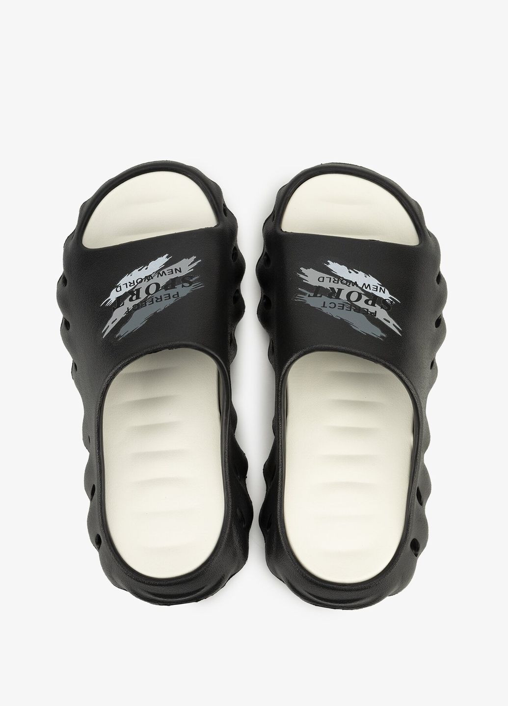 Цветные шлепанцы мужские 305-1 черно-молочный shop (2000990989987) No Brand