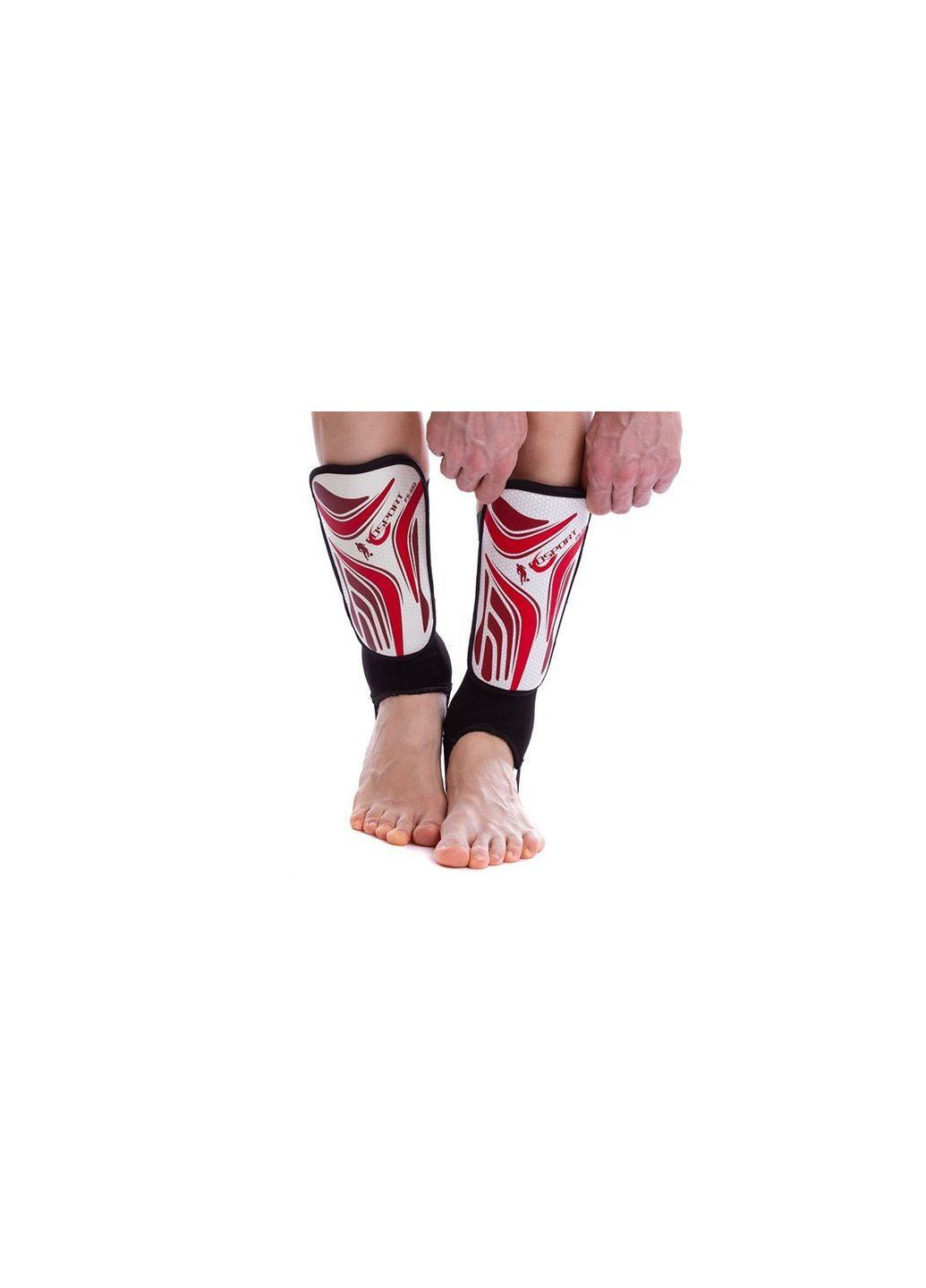 Щитки футбольные с защитой косточки FDSport FS-692 Бело-красный, No branding (57429335) No Brand (323020136)