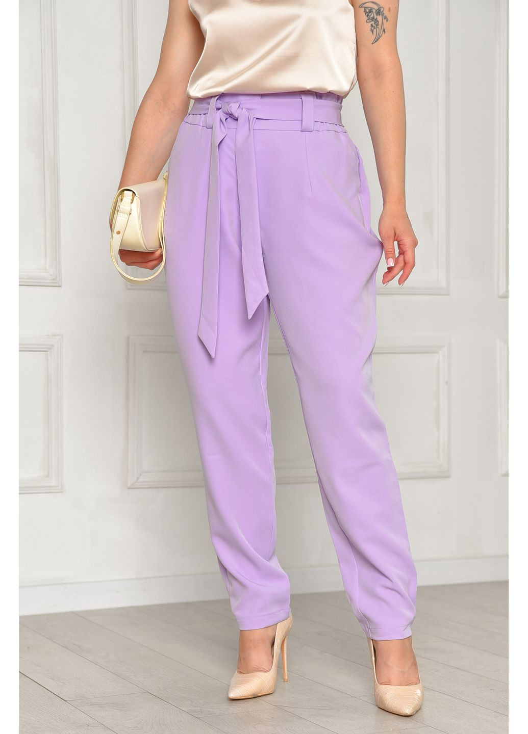 Штани жіночі однотонні бузкового кольору Let's Shop (348781852)