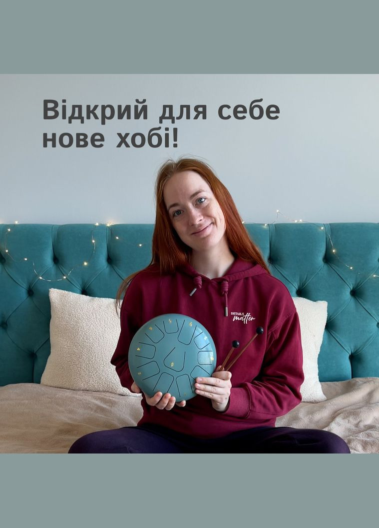 Глюкофон 11 нот 21 см tongue drum бирюзовый No Brand (366890004)