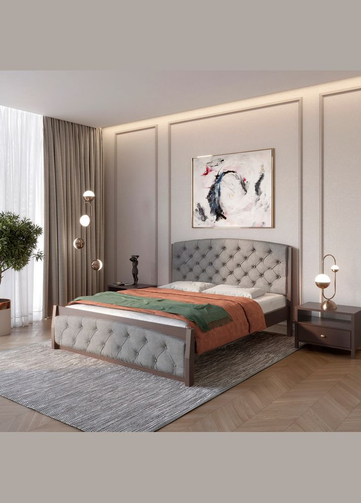 Односпальная деревянная кровать Мехико Венге/Аляска 93 (Серый) 90х190 см (MBG-12167) Mebigrand (366027996)