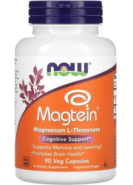 Магний L-треонат Magtein 90 вег капс Now Foods (357340555)