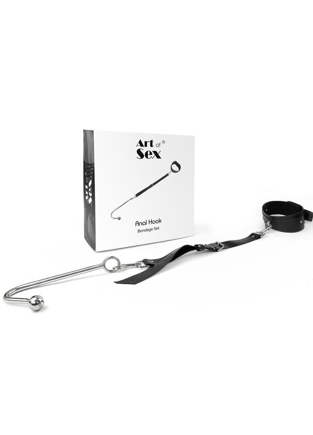 Анальний гак 2 із нашийником з натуральної шкіри - Anal hook, Чорний Art of Sex (345708943)