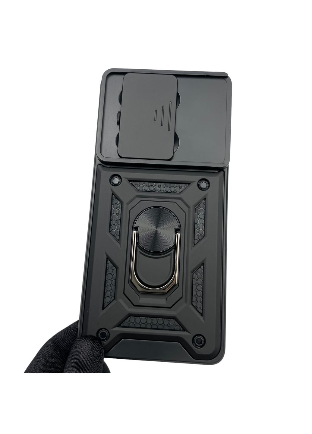 Чехол для POCO M6 Pro бронированный мужской с кольцом со шторкой на сяоми поко м6 про чёрный rg1 Xiaomi (366021514)