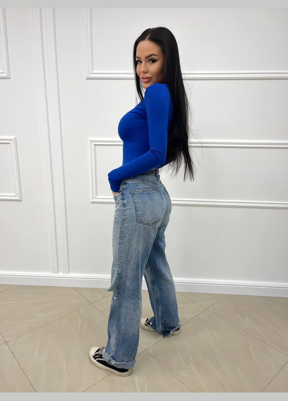 Лонгслив базовый синего цвета No Brand (324069519)