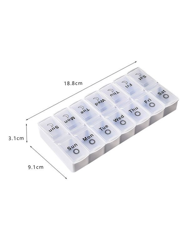 Таблетниця-органайзер Day-Night White на 14 відділень для таблеток 17 шт. Lesko (336204715)