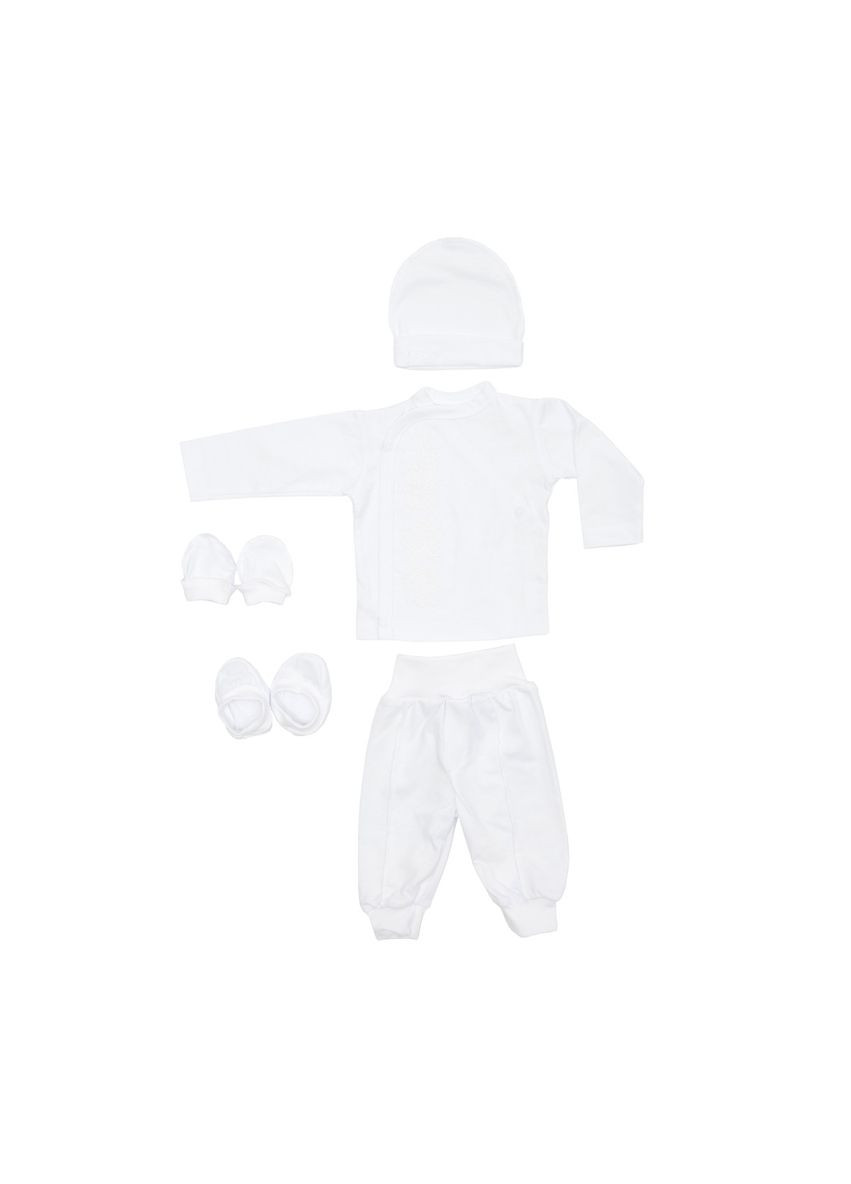 Хрестильний набір для хлопчика з білою вишивкою, р.56, білий () Twins TCB56W-01 (354178672)