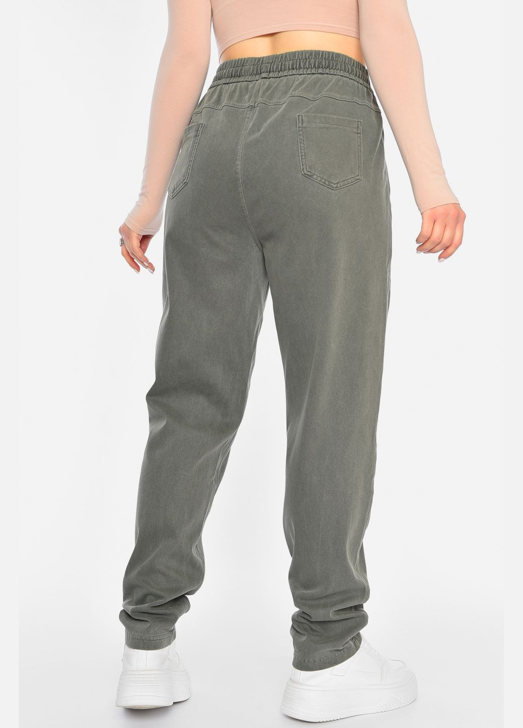 Джинсы женские полубатальные утепленные зеленого цвета Let's Shop - (305822671)