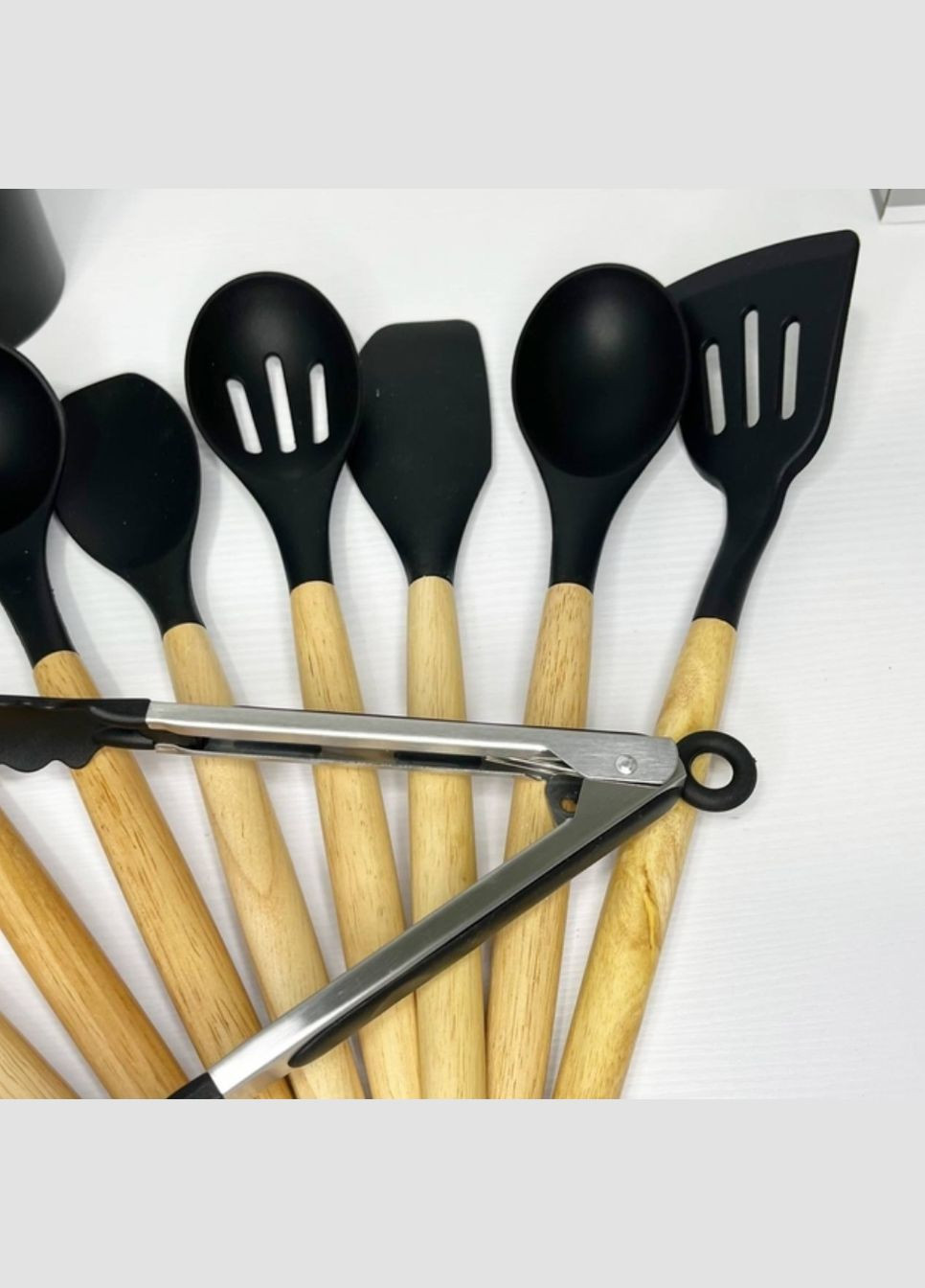 Набор кухонных силиконовых принадлежностей 12 предметов термостойких с деревьяными ручками EB-3610 ЧЕРНЫЙ Edenberg (316093362)