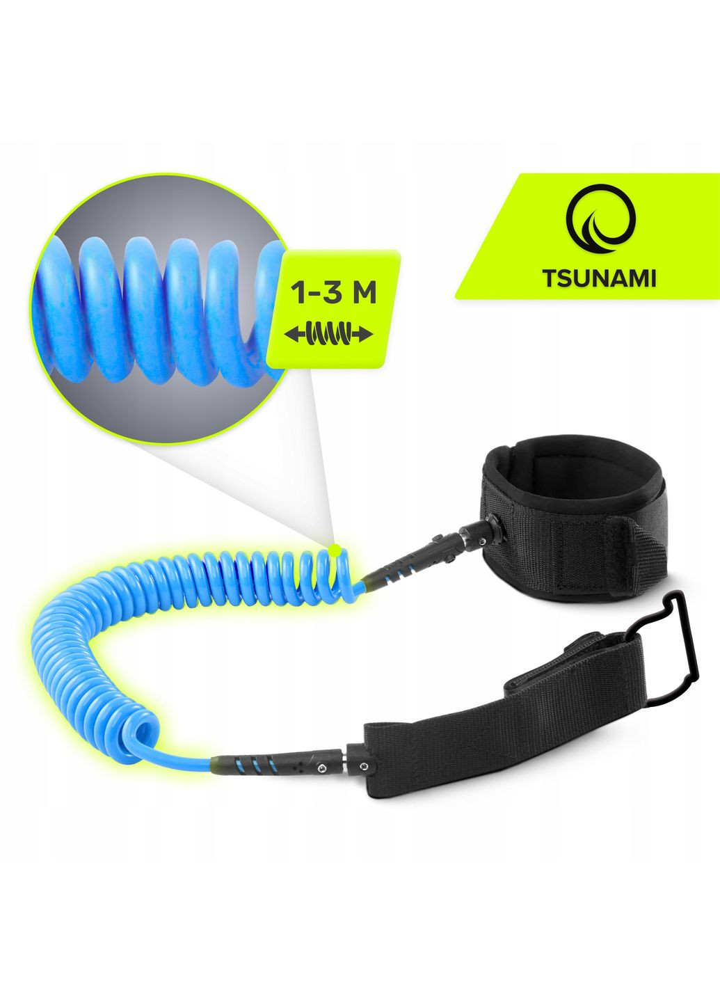 Ліш страхувальний для дошки SUP-Leash Black/Blue (P-5907739316486) TSUNAMI (336774513)