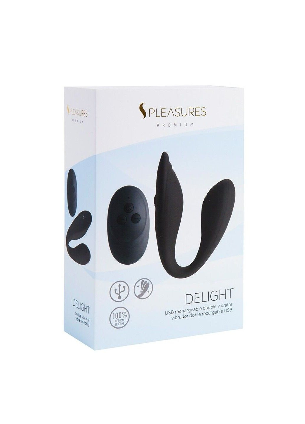 Подвійний вібратор Premium Delight, чорний, для клітора та точки G, 10 режимів S Pleasures (334000889)