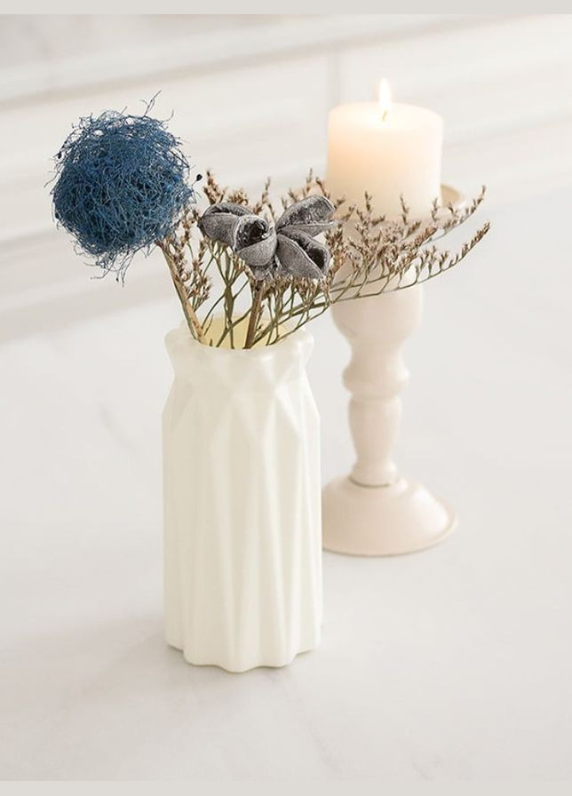 Минималистическая стильная белая ваза для цветов No Brand (278594447)