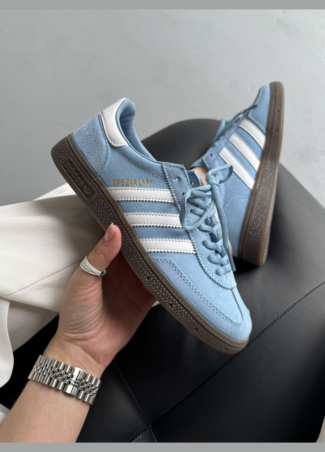 Блакитні Осінні кросівки чоловічі і жіночі adidas spezial handball blue white | адідас спеціал блакитні No Brand