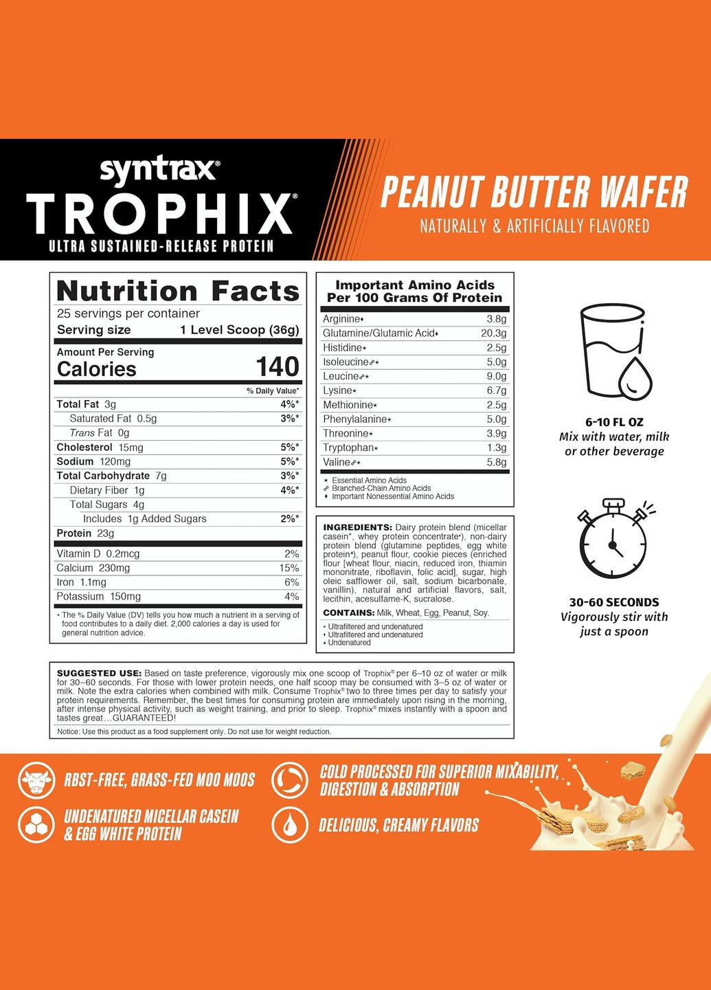 Протеїн Trophix (66 % protein) 907g (Peanut Butter Wafer) Syntrax (322225275)