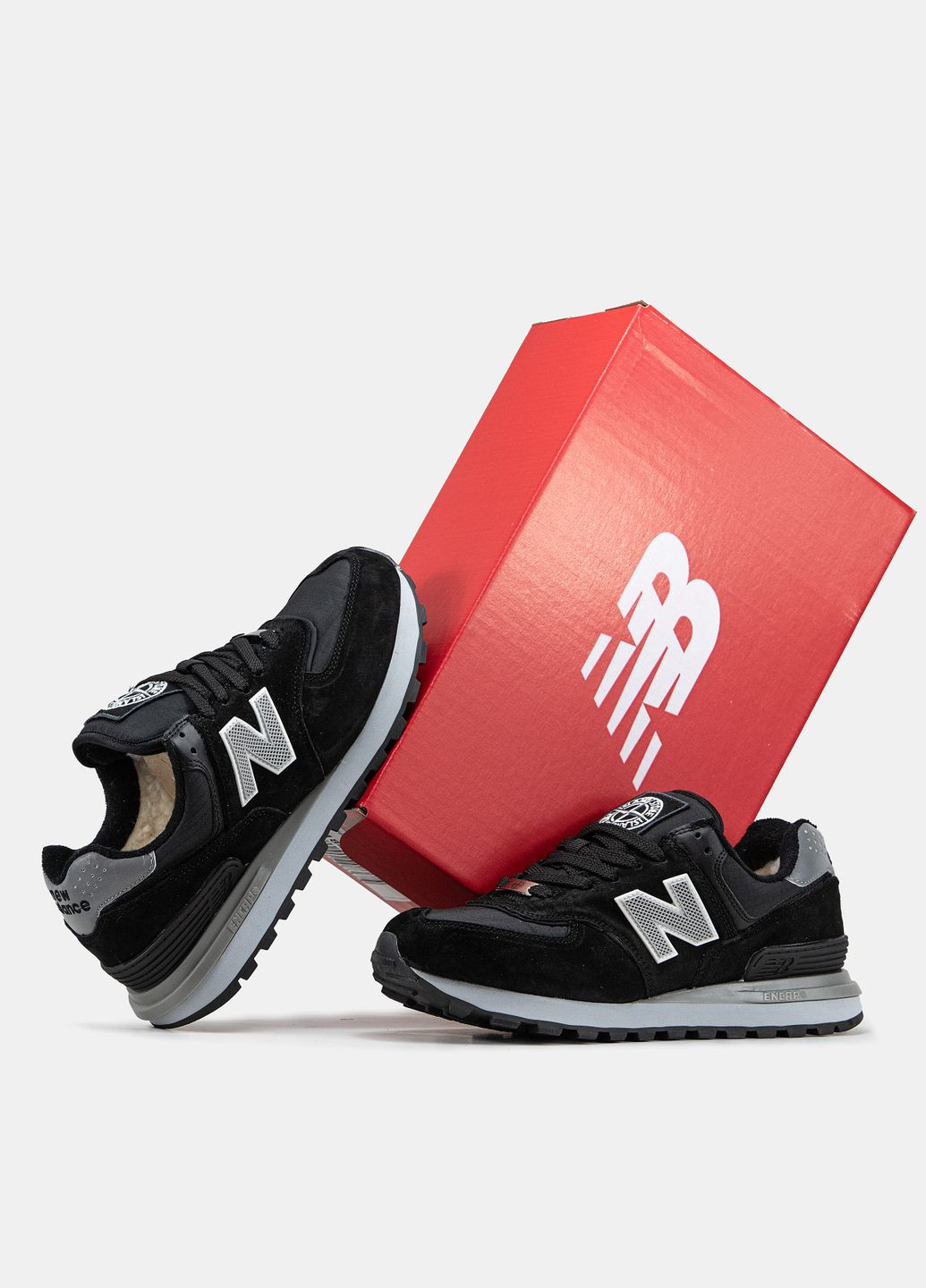 Чорні Зимовий кросівки зимові чоловічі New Balance 579 x Stone Island black fur | Нью Беланс 574 з хутром