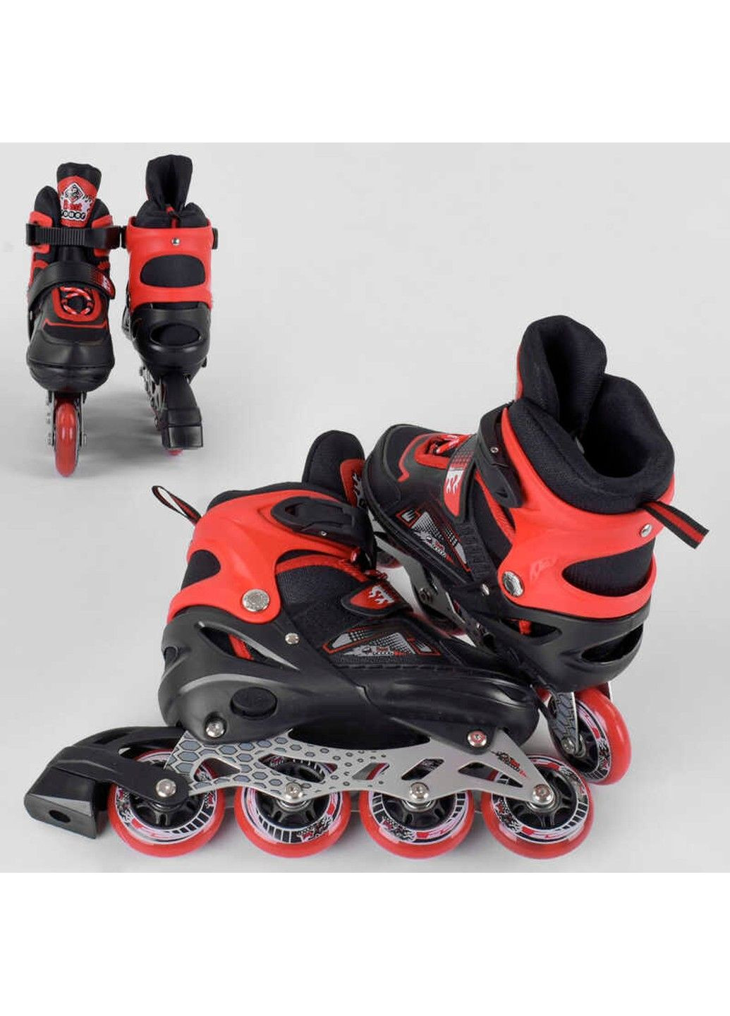 Ролики 8211-S / розмір 30-33 / колір - ЧЕРВОНИЙ (6) колеса PU, ПЕРЕДНЄ КОЛЕСО СВІТЛО, в сумці, d коліс - 6.5 см Best Roller (313443177)