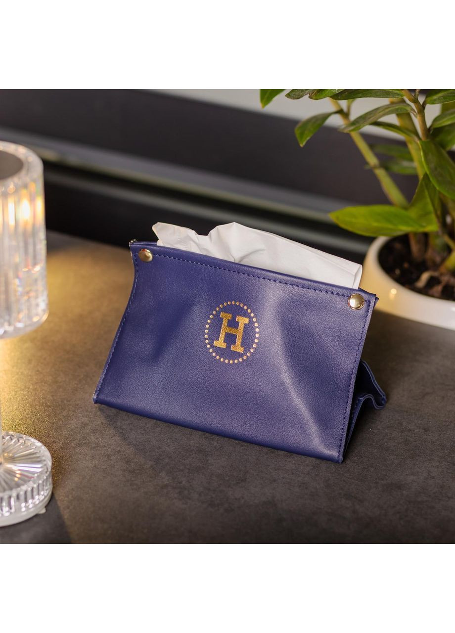 Серветниця з еко шкіри 20×7.5×11.5 см для серветок на кнопках Синій HP-3-213BL No Brand (369966638)