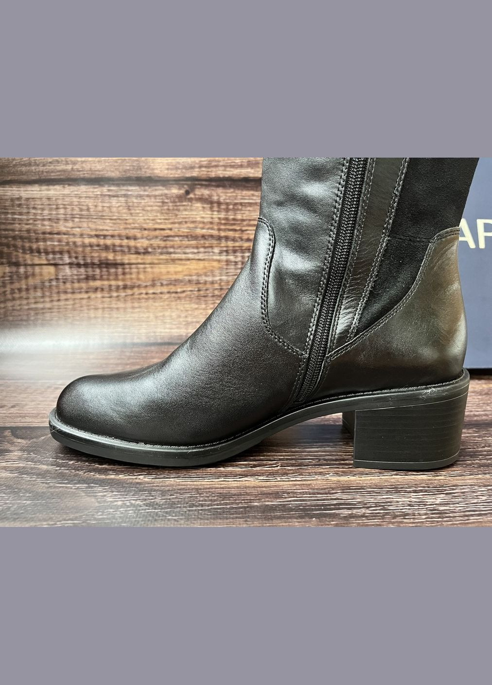 Осенние женские демисезонные сапоги в комбинации кожи и замши, германия. чулки Caprice