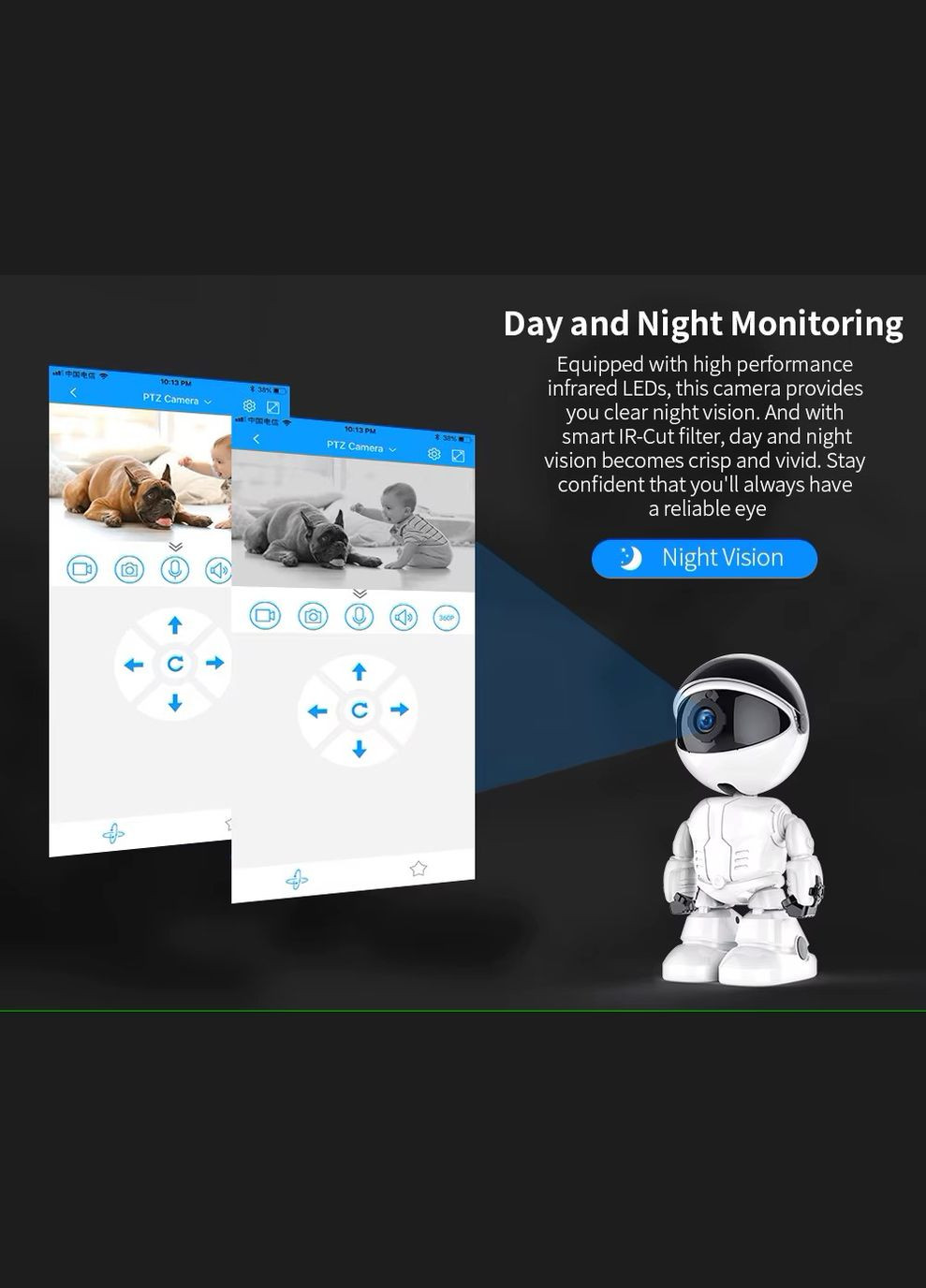1080P смарт-робот камера HD IP камера WiFi камера Беспроводной Детская видеоняня No Brand (313110131)