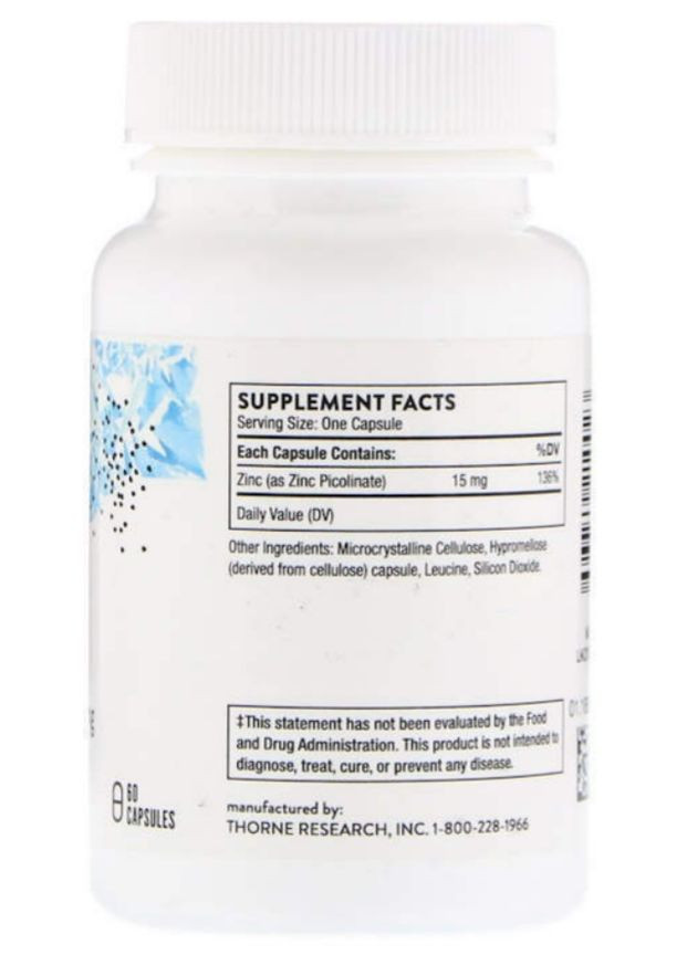 Цинка пиколинат 15мг Thorne Zinc Picolinate 60 капс Thorne Research (361081117)