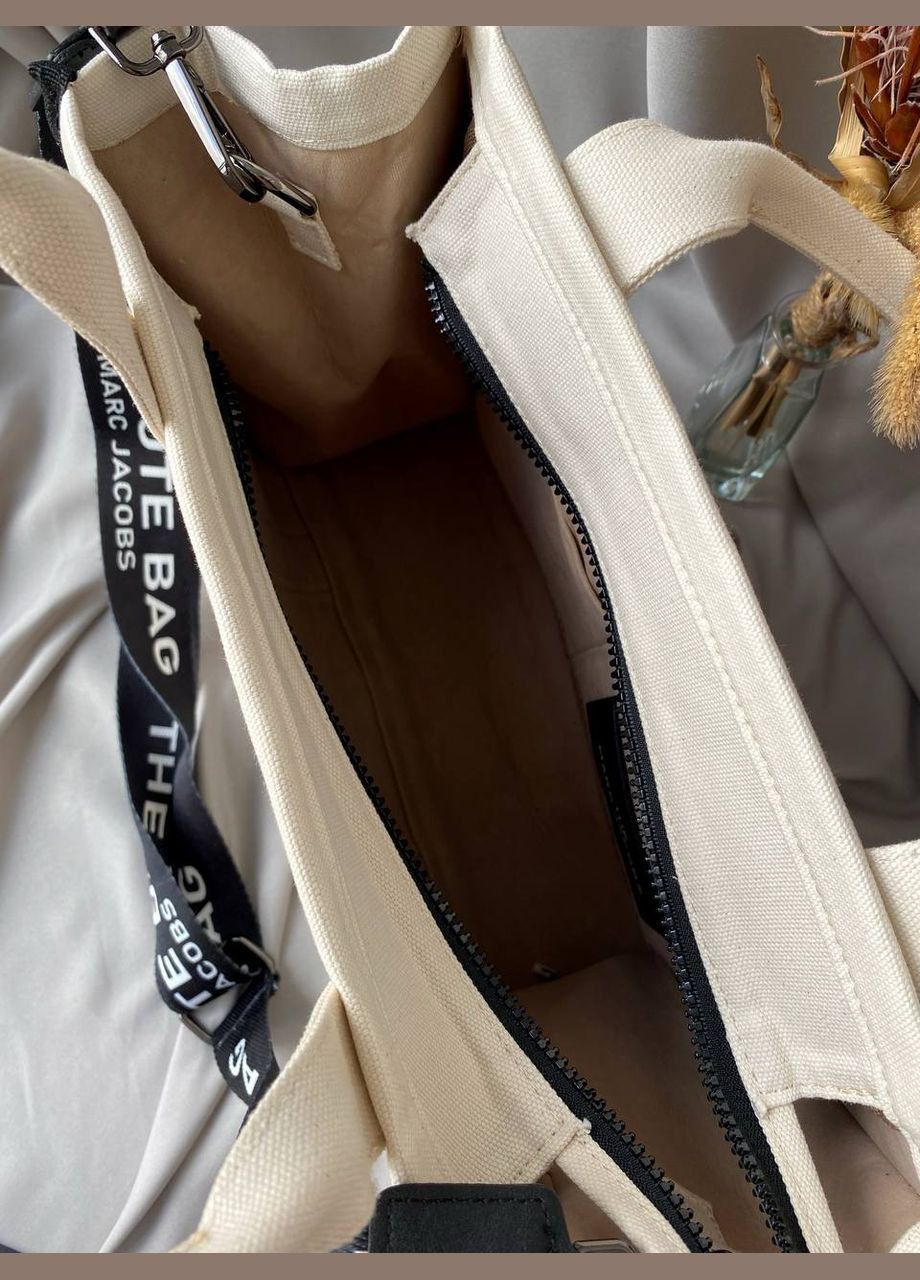 Стильная текстильная сумка из лого Marc Jacobs Tote Bag Light Vakko (292675829)