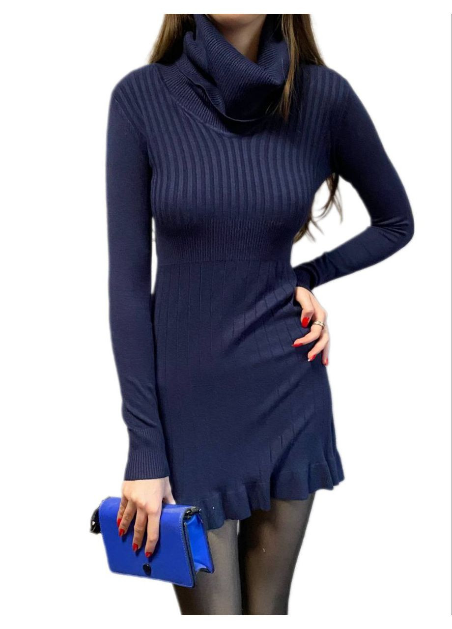 Тёмно-синее платье из тонкой шерсти Fashion Club (285277375)