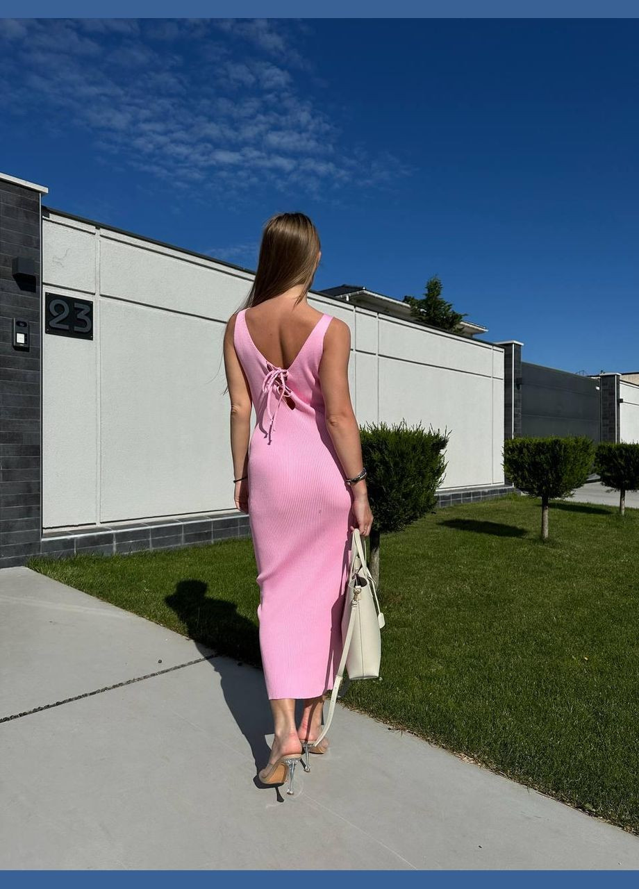 Розовое платье с завязкой на спине No Brand