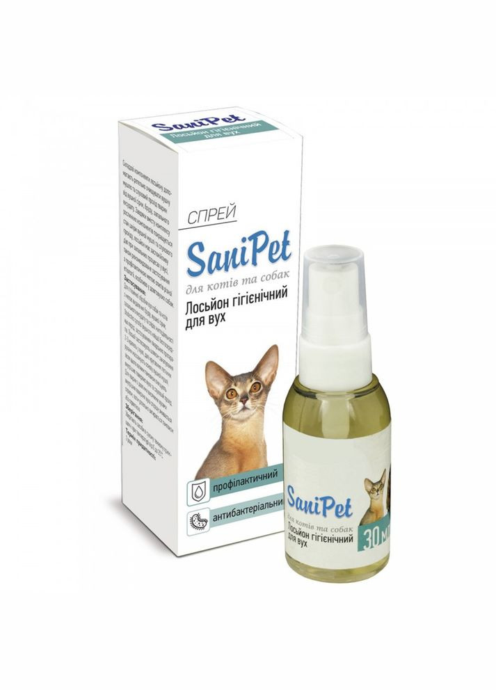 Лосьйонспрей для котів та собак SaniPet для догляду за вухами, 30 мл ProVET (292395646)