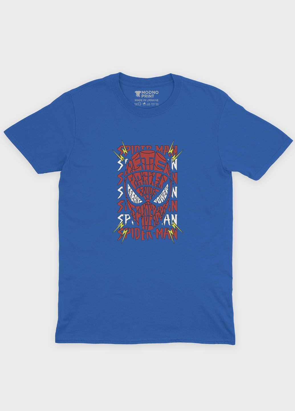 Синя демісезонна футболка для хлопчика з принтом супергероя - людина-павук (ts001-1-brr-006-014-031-b) Modno
