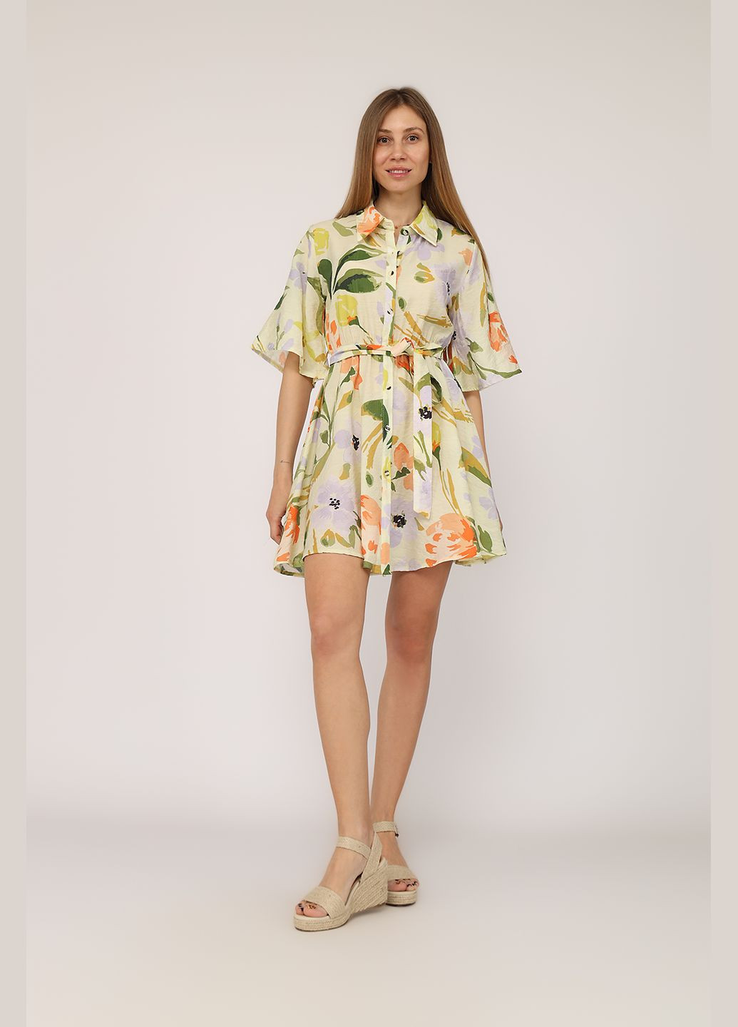 Салатовое платье-рубашка женское цвет салатовый цб-00276518 Reyon