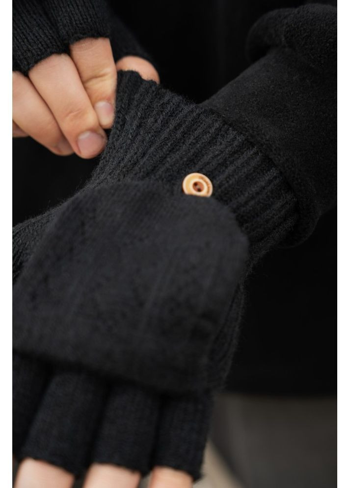 Теплые зимние сенсорные рукавицы без пальцев 3-30 Jude Black Without (363021005)