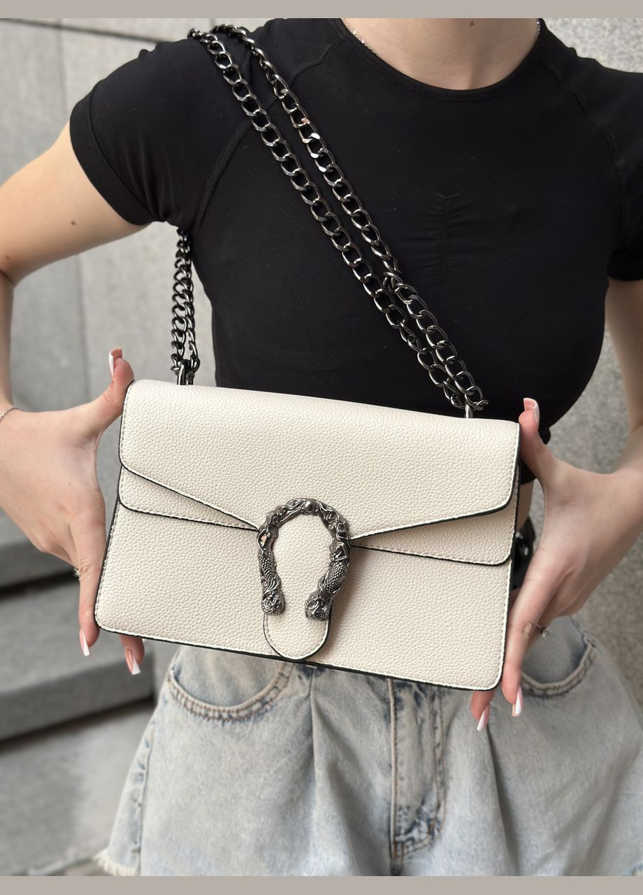 Женская белая классическая сумка 5854 кросс-боди с железной подковой No Brand (303323097)