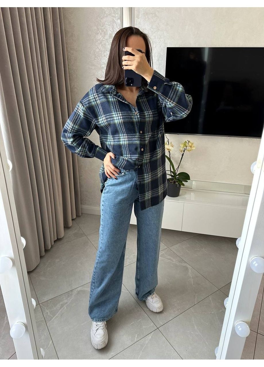 Синяя повседневный, кэжуал рубашка в клетку Style Point с длинным рукавом