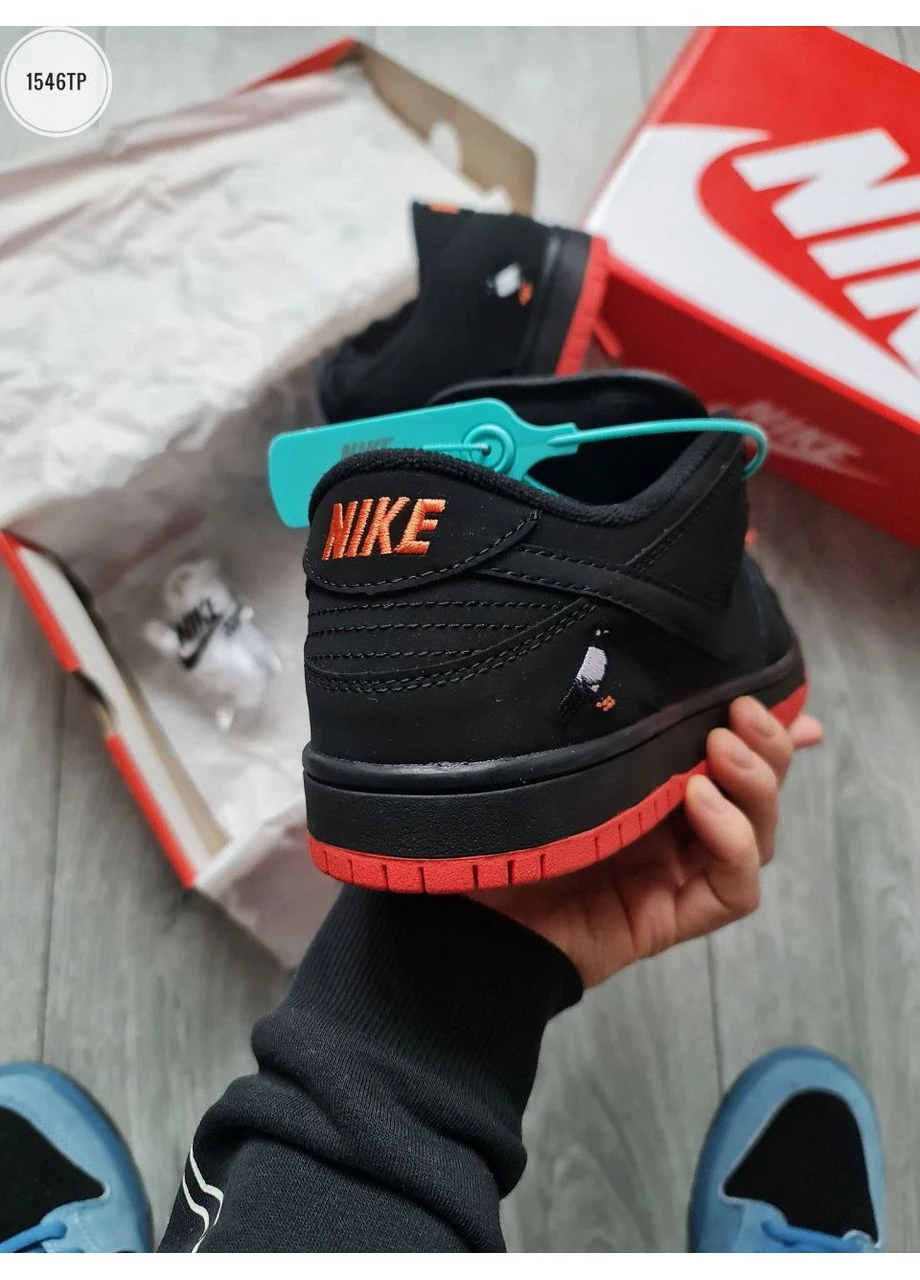 Чорні кросівки чоловічі nike dunk sb low trd qs pigeon black/red найк данк чорні демісезон No Brand