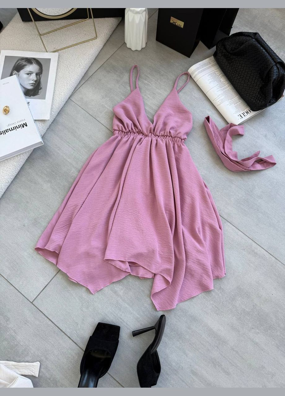 Розовое женское платье-комбинезон с креп-жатки No Brand