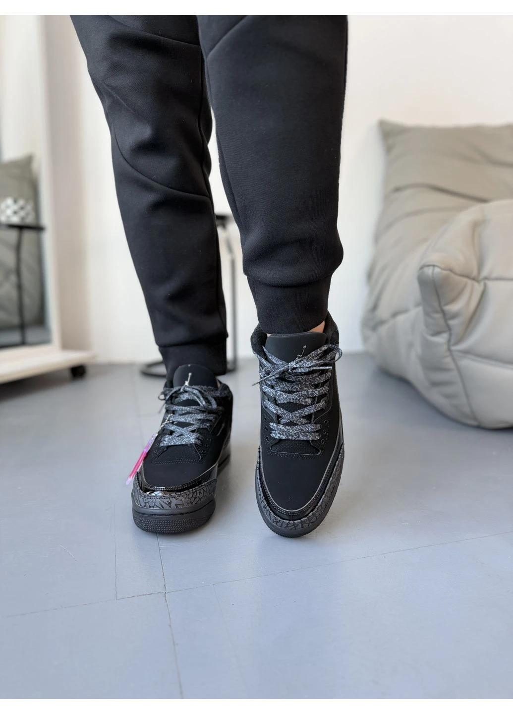 КРОСІВКИ ЖІНОЧІ NIKE 3 RETRO BLACK CAT НАЙК АІР РЕТРО ЧОРНІ No Brand чорні демісезони (391944378)