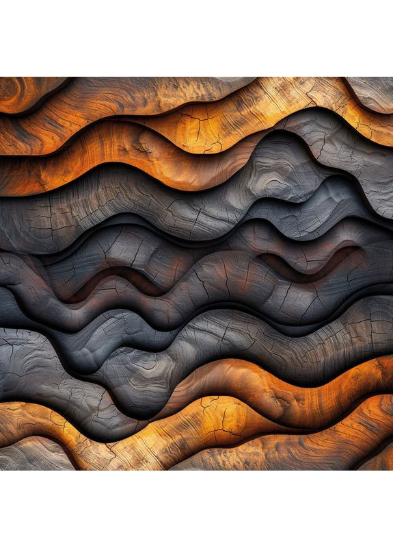 Квадратний вініловий фон абстракція палаючі хвилі дерева в 3D стилі, фон для зйомки, 60x60 см, №550710 PhotoVinyl (354377648)
