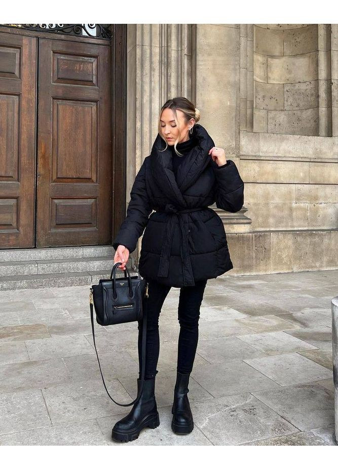 Чорна зимня куртка зимова No Brand