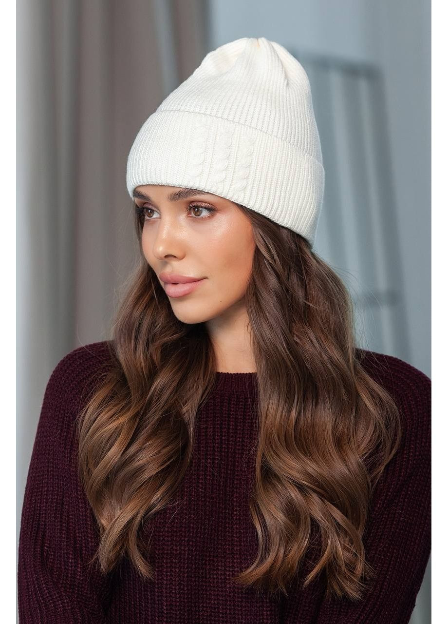 Шапка рельєфної в'язки, колір Білий Fashion (365072464)