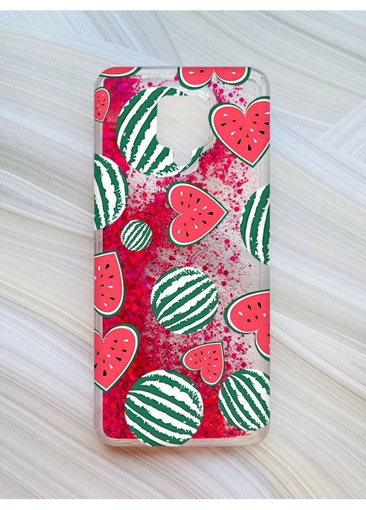 Чехол с плавающими блестками на Xiaomi Redmi Note 9 Pro/9 Pro Max/9S:: Арбузы сердечка (принт 343) CASE CONTROL (360675995)