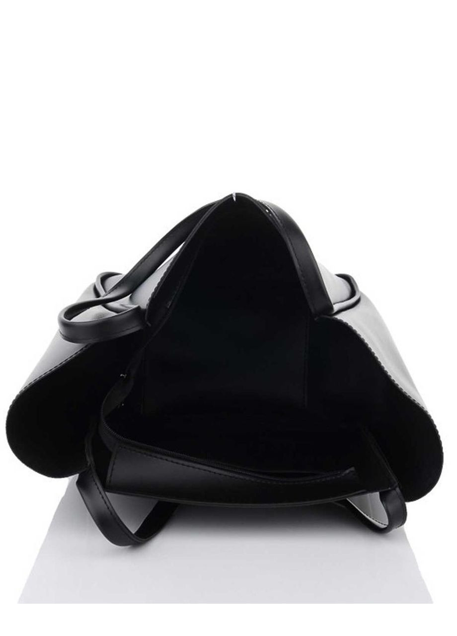 Жіноча чорна сумка шоппер із екошкіри на блискавці 1 відділення «Аббі» WeLassie (298570955)