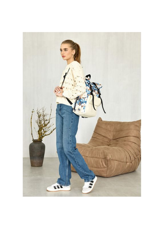 Рюкзак ролл унісекс RollTop Milton з принтом Blue flowers Sambag (329692792)