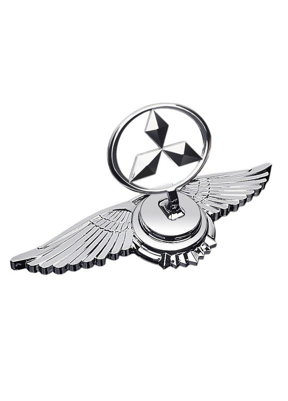 Емблема приціл орлині крила (металева LUXE версія) Хром 150г (на скотчі) Mitsubishi (369611545)