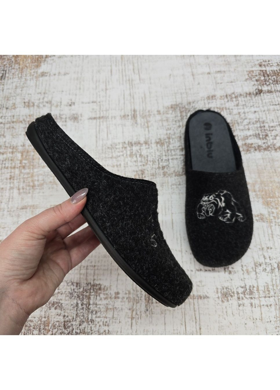 Тапочки чоловічі сірі фетрові на поліуретановій підошві Inblu (366144517)