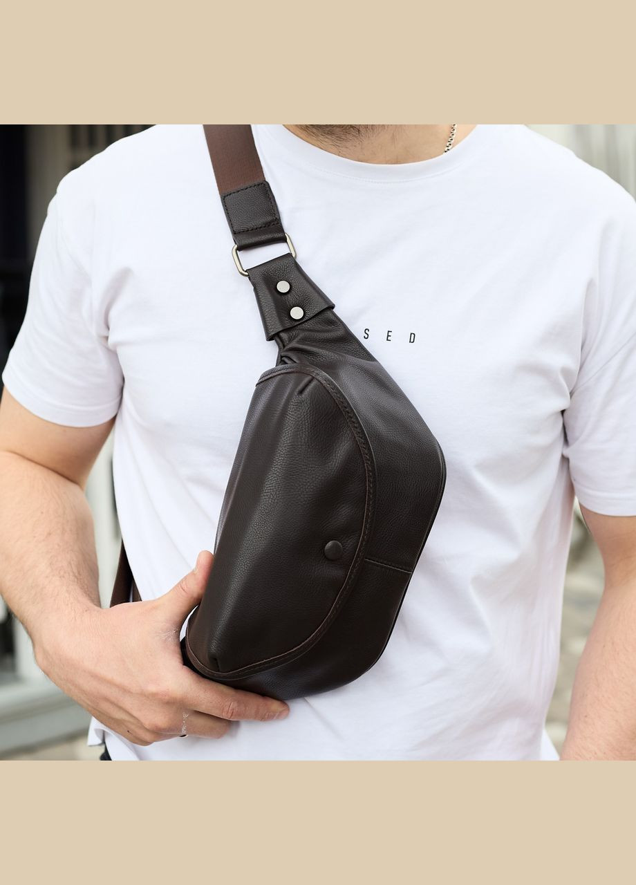 Бананка топовая кожаная мужская модная вместительная повседневная коричневая 70101 Tiding Bag (336182104)