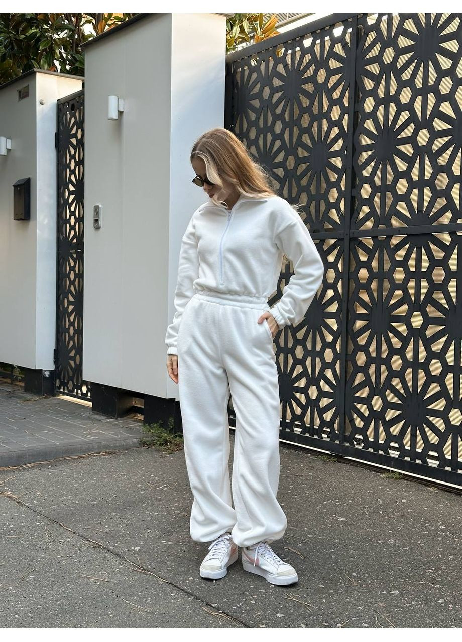 Жiночий флiсовий комбінезон молочного кольору 35278 Fashion (364188796)