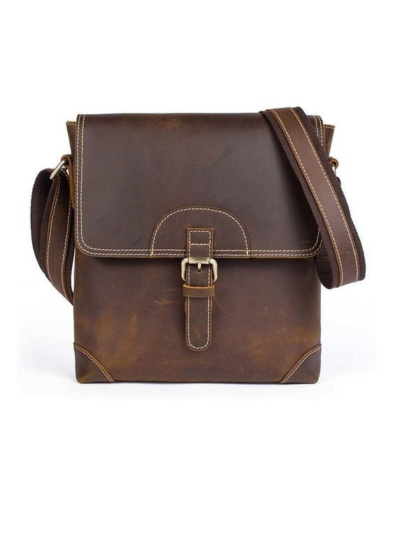 Кожаная сумка кросс боди мужская мессенджер через плечо коричневая 14675 Vintage (329197831)