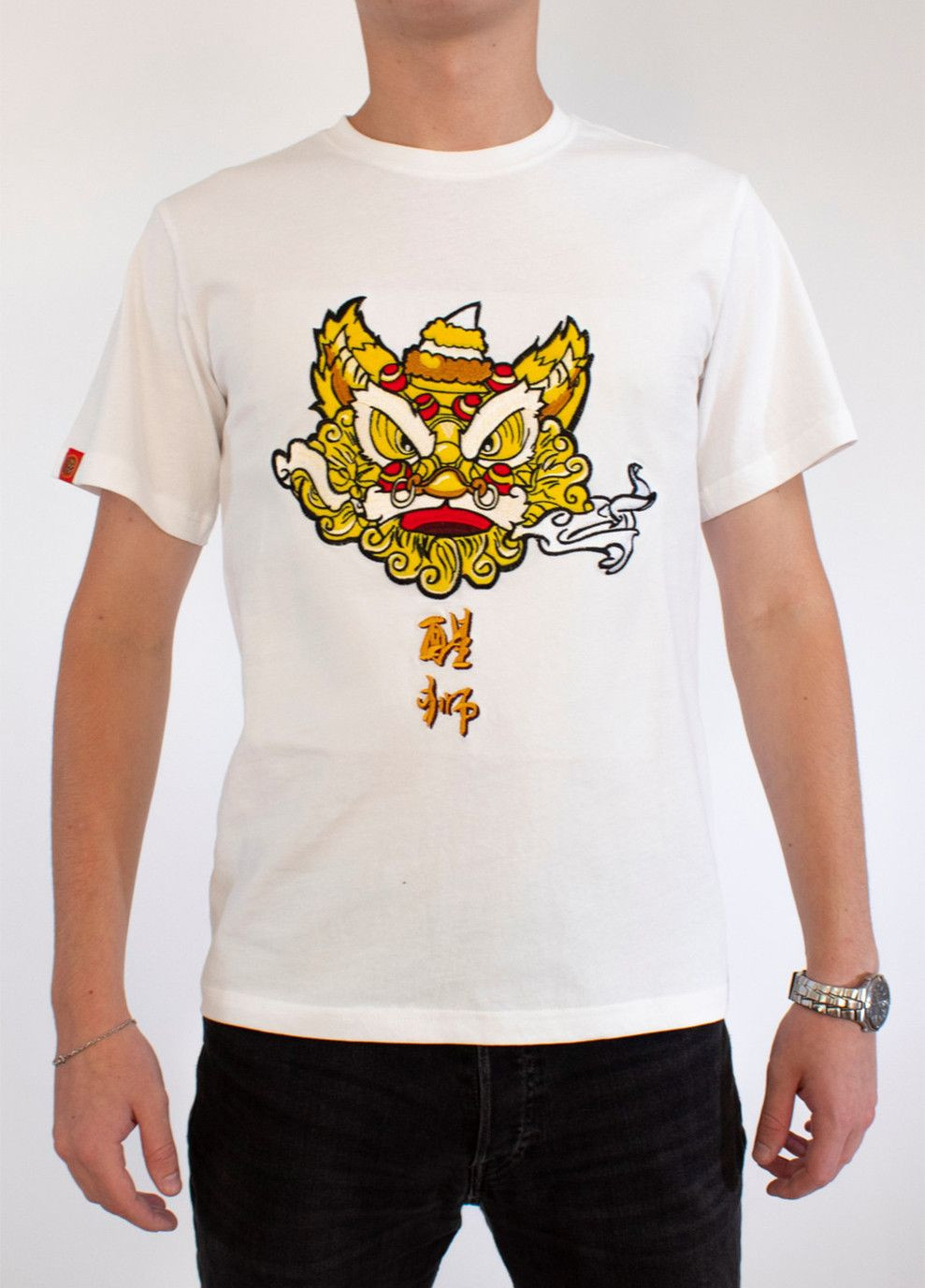 Комбинированная мужская футболка golden dragon white No Brand